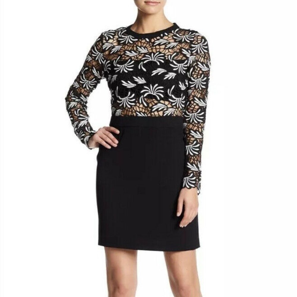 NWT Romeo & Juliet Couture Floral Crochet Lace Black Mini Dress neiman m…